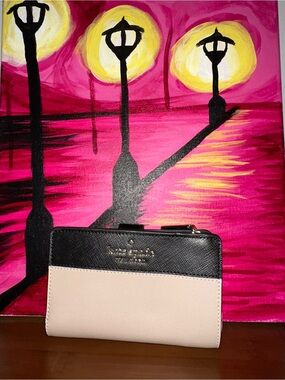 NWT Kate Spade Black & Cream Two-Tone Zip Wallet
